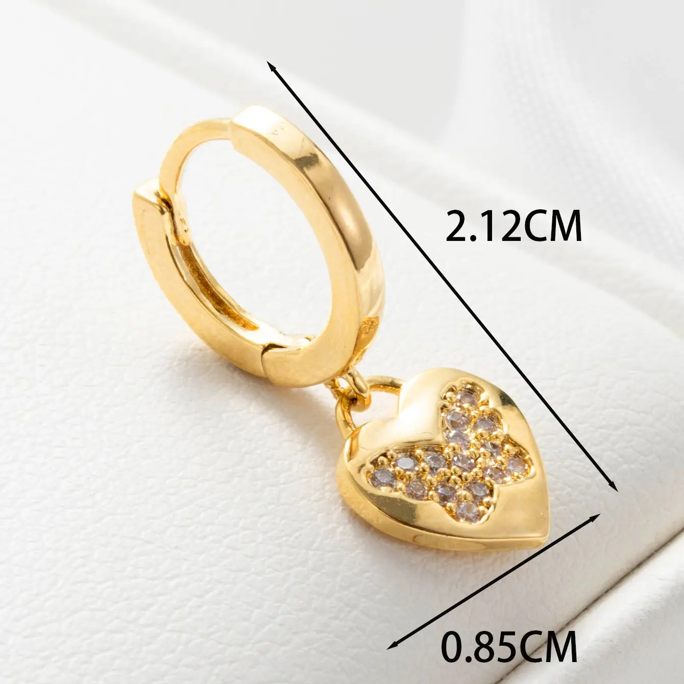 1 Piece Simple Series Classic Heart Copper  18K Gold Plated Zircon Women's Dangle Earrings h5 